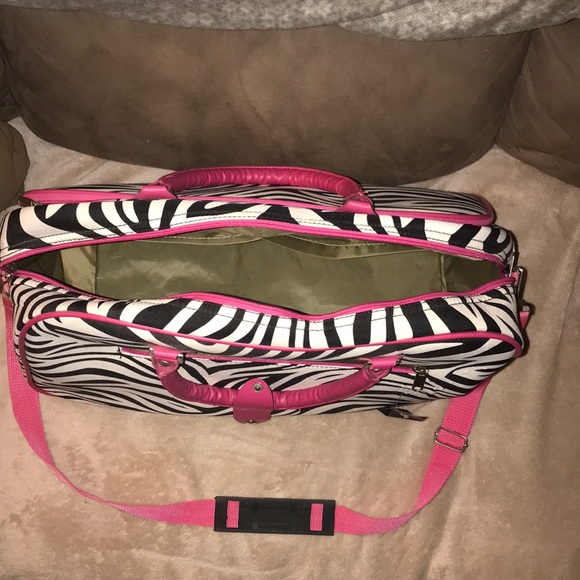 Pink with Zebra striped luggage NEW - Picture 3 of 6